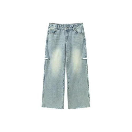 CHUU Светло-синий деним женские джинсы