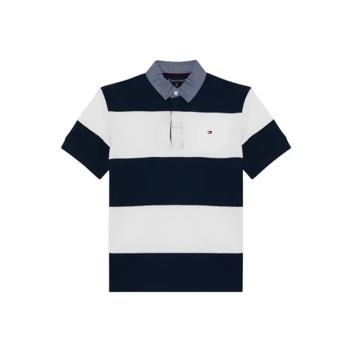 Tommy Hilfiger Полосатый Многоцветный Короткий Рукав Топ Морской Синий Детский