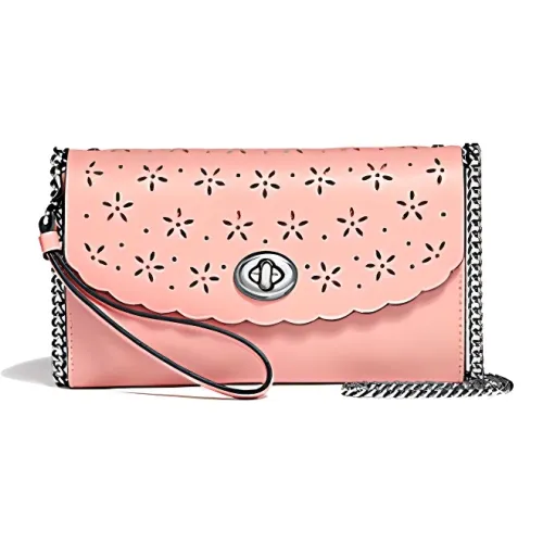 COACH Кожаный клатч с цепочкой сумка через плечо большая женская розовая