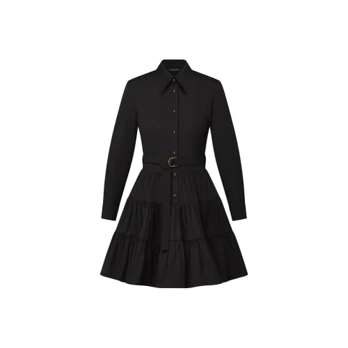 LOUIS VUITTON Длинное платье с длинными рукавами женское черное