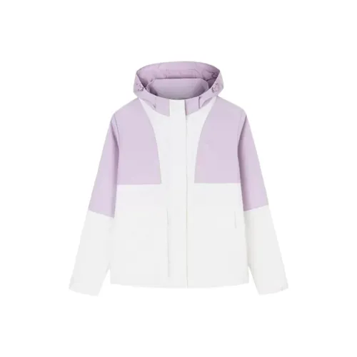 ANTA x ZHONGGUOGUOJIADILI LIANMINGKUAN Тренчкот Женские Папирус Белый Ротанг Цветочный Дизайн Фиолетовый