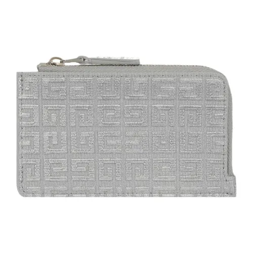 GIVENCHY Вышивка холст ламинированная кожа держатель для карт женский серебряный серый