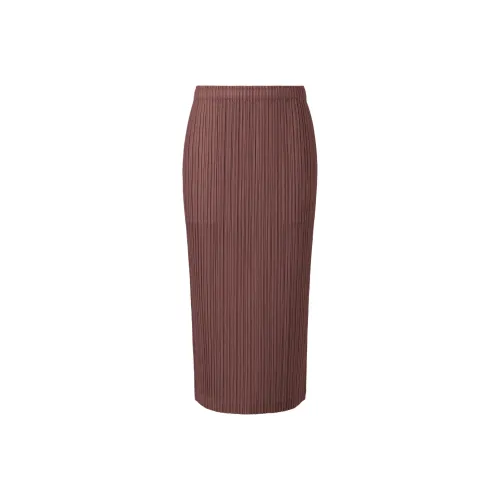 PLEATS PLEASE ISSEY MIYAKE Повседневный Длинный Юбка Женская Красный Коричневый
