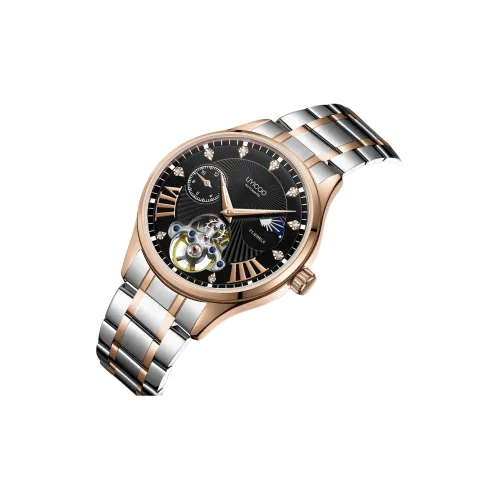 UYICOO Aspire Мастер Мода Черный Воин Наручные часы Автоматический Механический Механизм Ремешок из Нержавеющей Стали