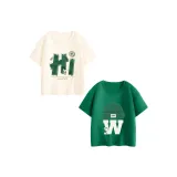 [Мальчики 100% хлопковая футболка] Экрю с яшмовым воротником