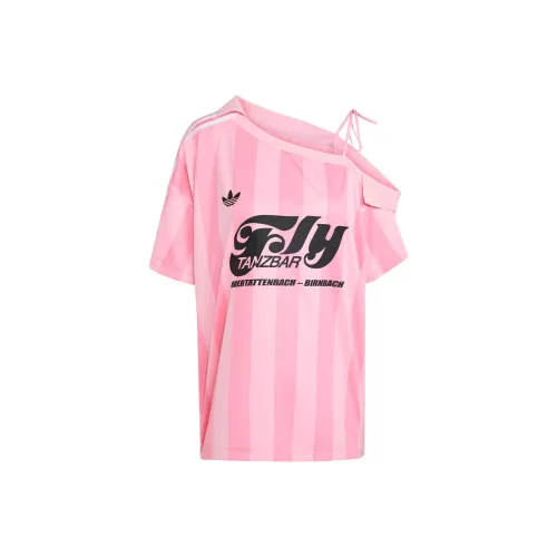 Adidas Originals SS25 Off Плечо Джерси Футбол Джерси Женские Розовый Светло-розовый
