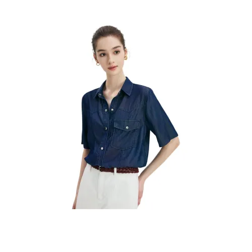 NAVIGARE Темный жемчужный королевский синий женские рубашки