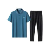 Комплект (Средний зеленый топ + черные штаны)