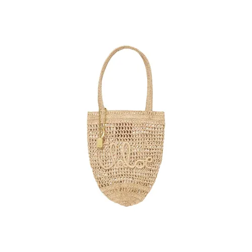 Chloe Raffia Tote Bag Shopping Bag Small Women's Sand