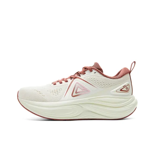 PEAK Амортизация противоскользящий низкий отскок кроссовки для бега женские холщовый белый темно-красный