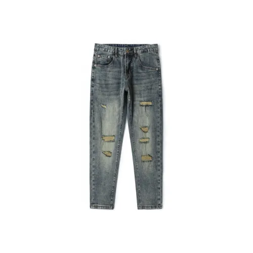 JIKENDI Синий, Ankle Длина Мужские Джинсы