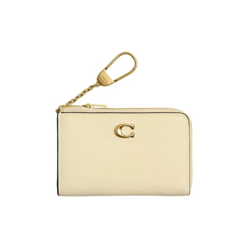 COACH Essential Кожа Key Pouch Мини Женские Латунь Луна Желтый