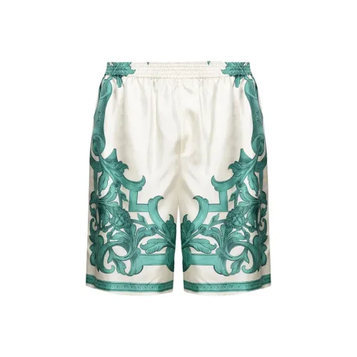 VERSACE SS25 Повседневные шорты Мужские Белые Зеленые
