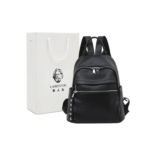 Old Man's Head Рюкзак из крупнозернистой текстуры коровьей кожи женский черный