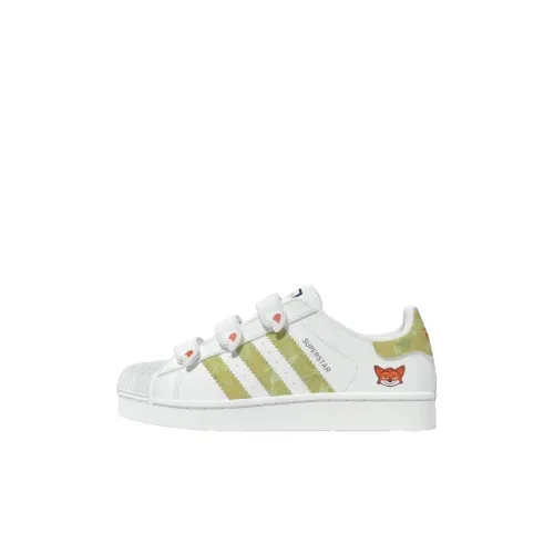 Зверополис x adidas originals SUPERSTAR CF Low Топ Детские Скейтбординги Бело-зеленый Children Возраст 3-7 лет