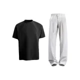 Комплект одежды [Черная футболка + Белые штаны]