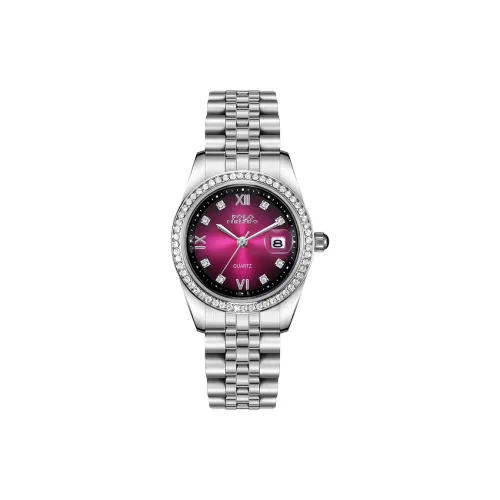 POLOMEISDO Наручные часы Кварцевый механизм Ремешок из нержавеющей стали 28 мм Розовый циферблат Женские часы