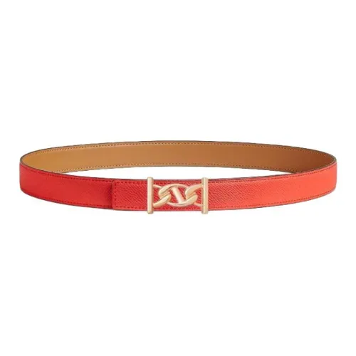 HERMES Розовое золото с покрытием металл телячья кожа кожаные ремни женский красный ширина 2,4 см