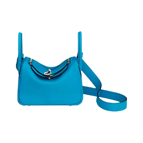 HERMES Lindy Swift Телячья кожа Сумка Сумка через плечо Сумка через плечо Мини Женская 0F BLEU Frida Синий
