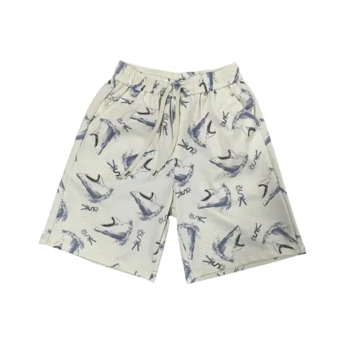 ZHEYUAN Экрю Акула Принт Унисекс Повседневные шорты