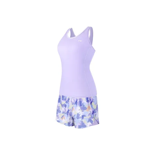 Двухкомпонентный купальник женский светло-фиолетовый синий цветочный