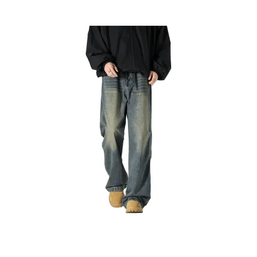 TESTUNG Винтажные синие унисекс джинсы