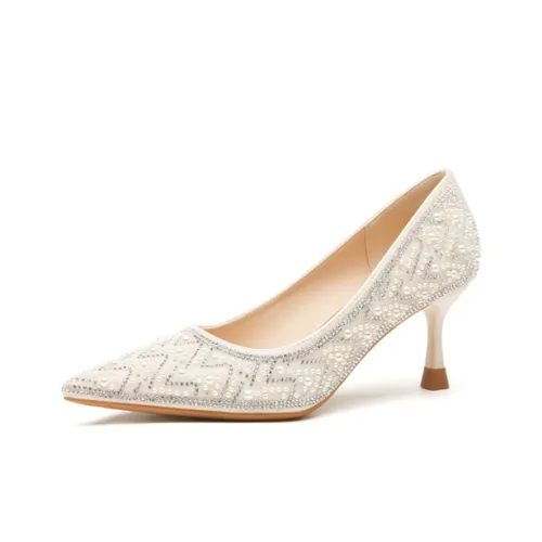 Varib Боковая Стелька Высокие Каблуки 7 см Женские Экрю