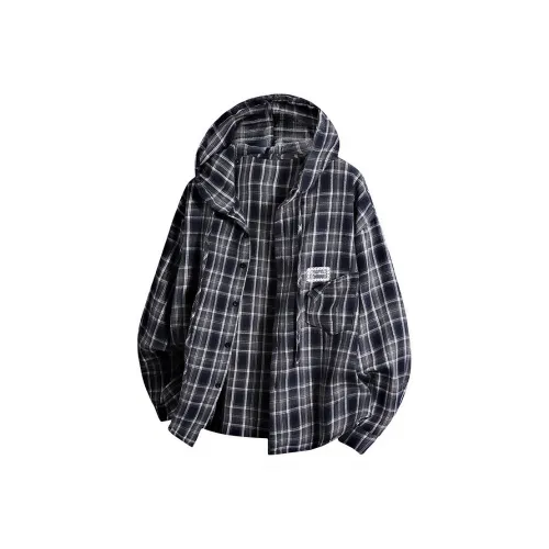 H YXIANG Черно-белая клетка Унисекс Рубашки