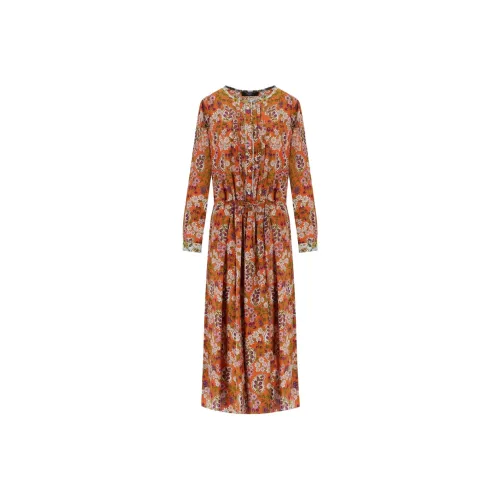 WEEKEND MaxMara Апельсиновые Женские Длинные Платья с Рукавами