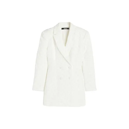 Rotate Длинное Платье с Длинными Рукавами Женское Белое