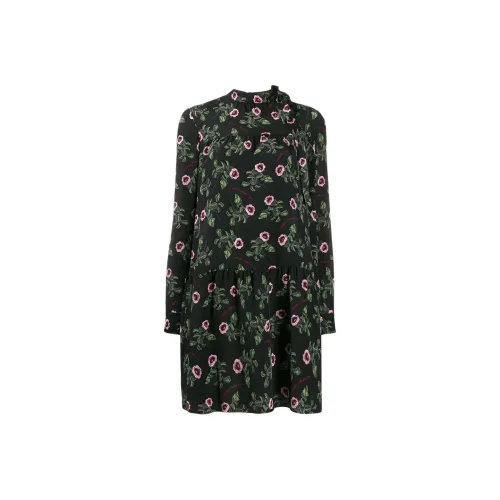 Valentino x UNDERCOVER Длинное платье с длинными рукавами женское черное