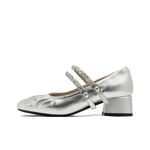 15 MINS Грубый каблук Туфли Мэри Джейн 4CM Женские