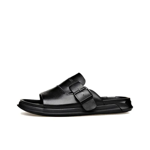 PT'SON ПУ (полиуретан) Полиуретан Подошва Слипоны Мужские Черные