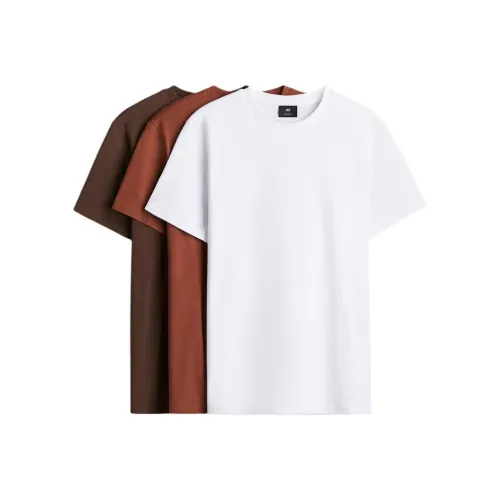 H&M 3 пачки Белый + Светло-коричневый + Коричневый Мужские T-рубашки