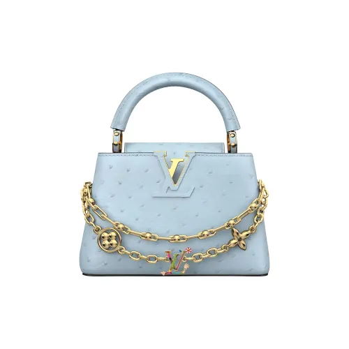 LOUIS VUITTON Takashi Murakami Коллаборация Capucines Кожа Сумка через плечо Сумка Мини Женская Синяя