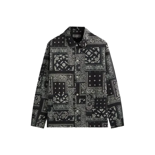 KITH Промытый хлопок Bandana Boxy Collared Overshirt Рубашка Мужской Черный
