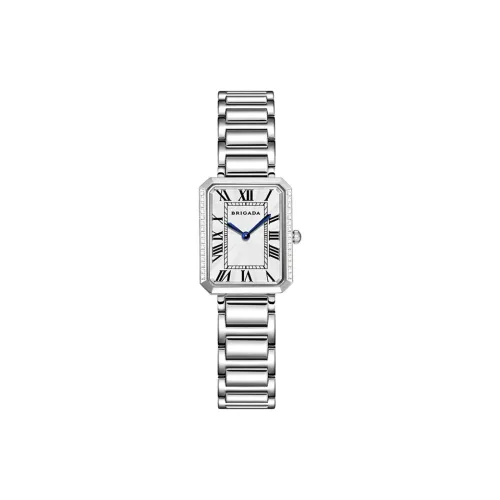 BRIGADA Modern Зеркало Маленький Квадратный Часы Кварцевый Механизм Ремешок из Нержавеющей Стали Часы Женские Часы Белый Циферблат