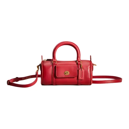 COACH Barrel Перчаточная дубленая кожа Сумка через плечо Сумка Маленькая Женская Латунь Красное яблоко