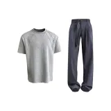 Комплект одежды [Серый футболка + Темно-серые штаны]
