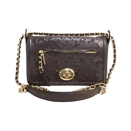 COACH Le Тисненая Лакированная Кожа Сумка через плечо Маленькая Женская Бычья Кровь