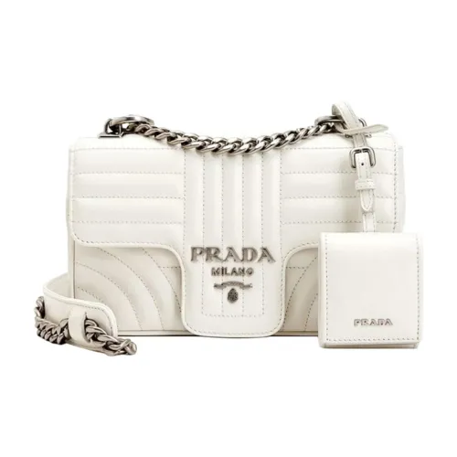 PRADA Diagramme Коровья кожа Сумка через плечо Женская Белая