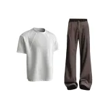 Комплект одежды [Белая футболка + Коричневые штаны]