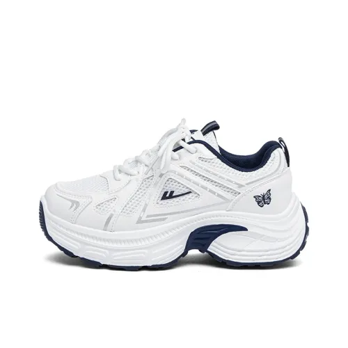 Warrior Slip-resistant Abrasion-resistant Low Top Casual Running Sneakers Women's White Dark Blue Warrior Противоскользящие Устойчивые к истиранию Низкие Топ Повседневные Беговые Кроссовки Женские Белые Темно-синие