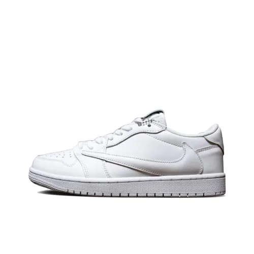 Travis Scott x Jordan Air Jordan 1 Slip-resistant Abrasion-resistant Low Top Casual Shoes Unisex White Travis Scott x Jordan Air Jordan 1 Противоскользящий Устойчивый к истиранию Низкий Топ Повседневная Обувь Унисекс Белый