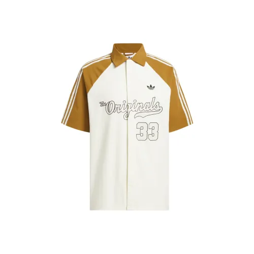 Adidas Originals Топ Зимний Shooter Длинный рукав Рубашка Унисекс Айвори Белый Бронзовый Черный