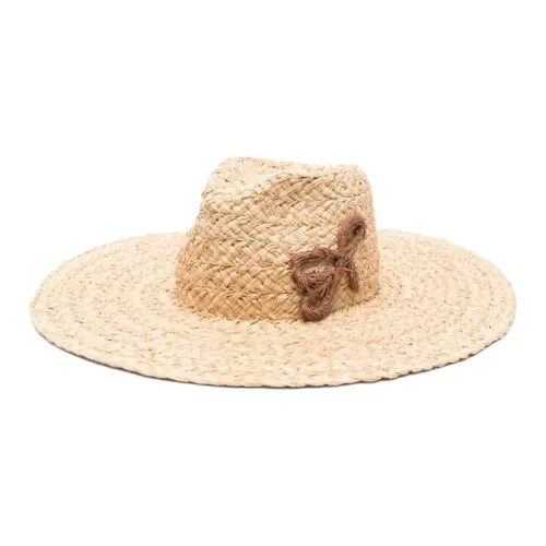 RUSLAN BAGINSKIY Straw Calfskin Hats Caps Women's Beige