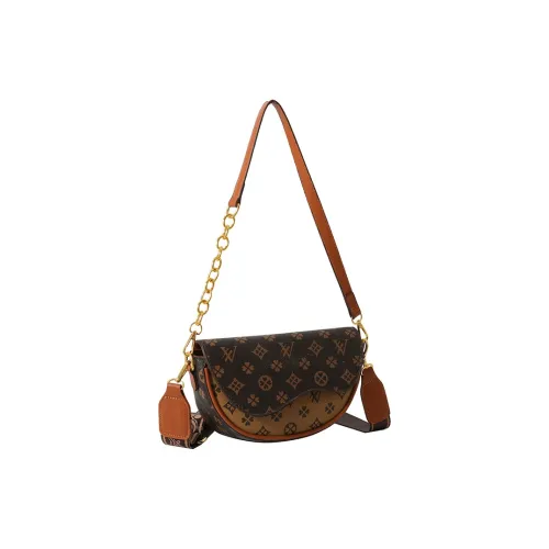 Bywhich ПУ (полиуретан) Седло Сумка Полу-Круглая Сумка Сумка через плечо Сумка на плечо Женская Коричневая