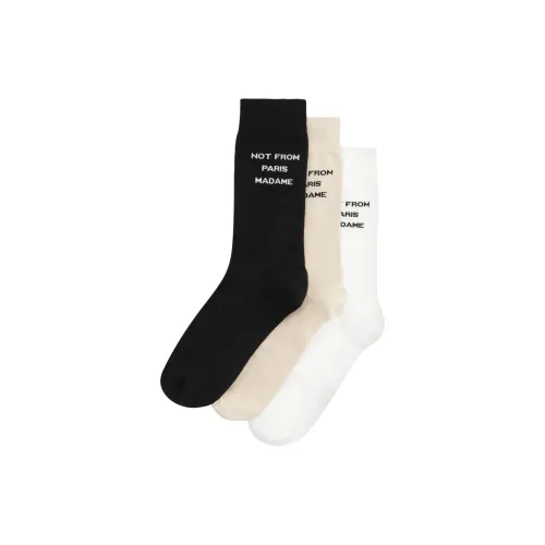 DROLE DE MONSIEUR 3 шт Белый+Бежевый+Черный Унисекс MID Носки до икры