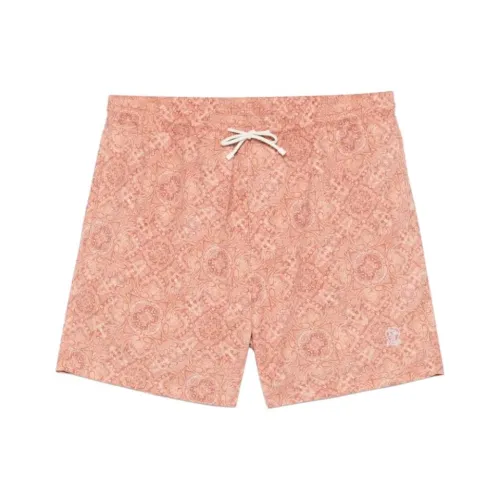 BRUNELLO CUCINELLI Пляжные шорты Мужские Светло-оранжевые