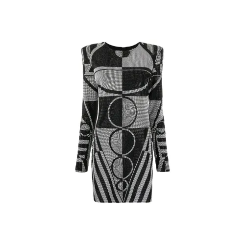 BALMAIN Черное Женское Длинное Платье с Рукавами